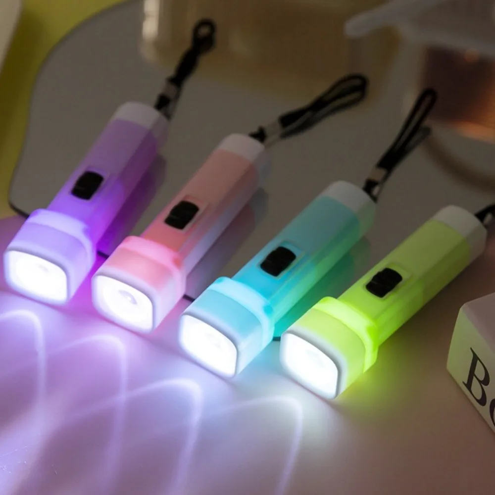 5/10Pcs Macaron Color LED Mini Flashlight Keychain Torch Strong Light Children LED Flashlight Lamp Toy Small Pocket Light