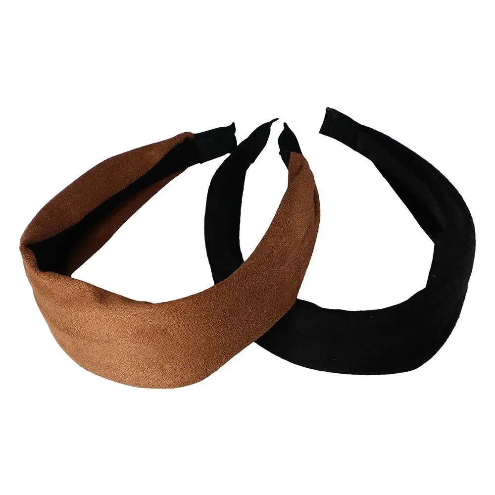 

Headpiece Luxury Wide Hairband Solid Color Retro Women Headband Sweet Hair Hoop Suede Korean Style Hair Hoop