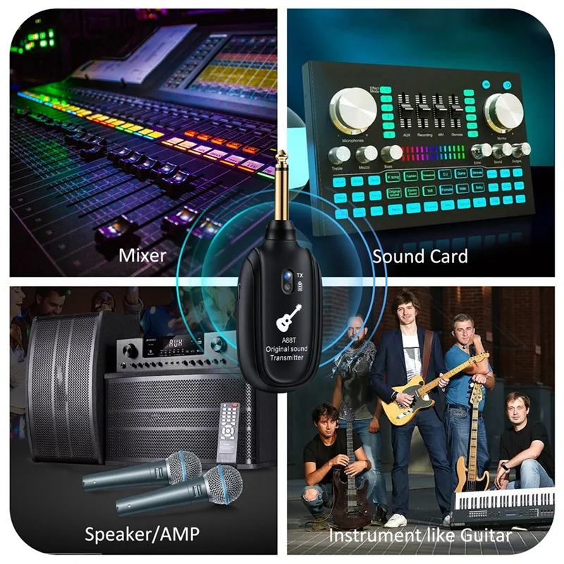 ABFN-New A88T نظام الغيتار اللاسلكي الغيتار الكهربائي لاقط جهاز ريسيفر استقبال وإرسال الصوت للجيتار الكهربائي باس الكمان الغيتار