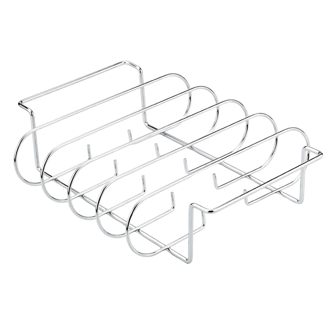 BBQ Rib Racks Non-Stick Coated Steel Roasting Barbecue Meat Roasting Grilling Stand Holds 4 Rib Rack For Gas Grill