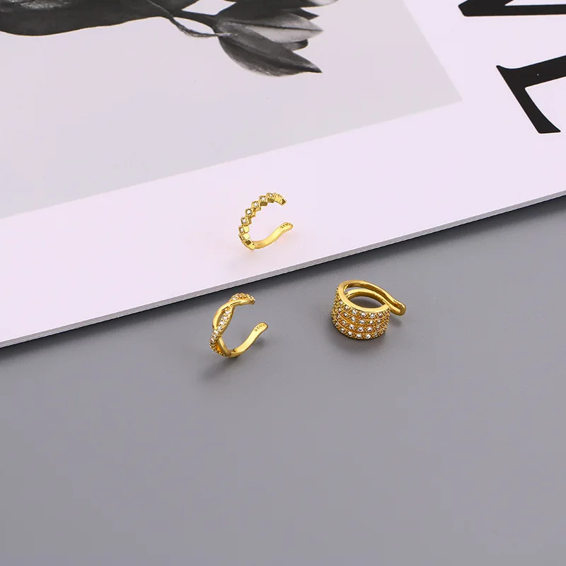 WLP Luxury Silver Color Rhinestone Multi Layer Ear Cuff Earrings Without Piercing for Women Non-pierced Ear Clip Earring Jewelry