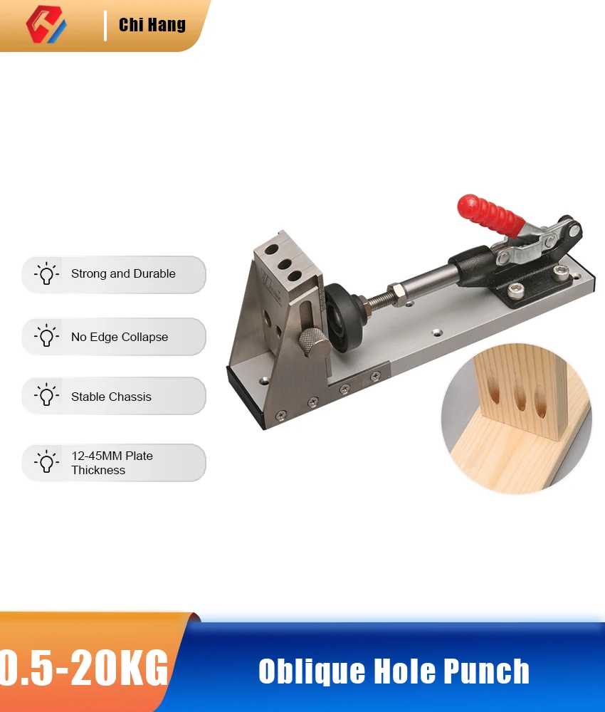 

New Profile Aluminum Bottom Woodworking Hole Punch oblique hole DIY locator bottom bevel hole positioning punching Machine