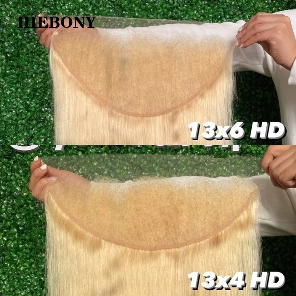 HiEbony 613 Blonde HD Lace Frontal 13x6 HD Full Frontal Only Straight Skinlike 613 HD Lace Closure Melt Skin with Serrated Edge