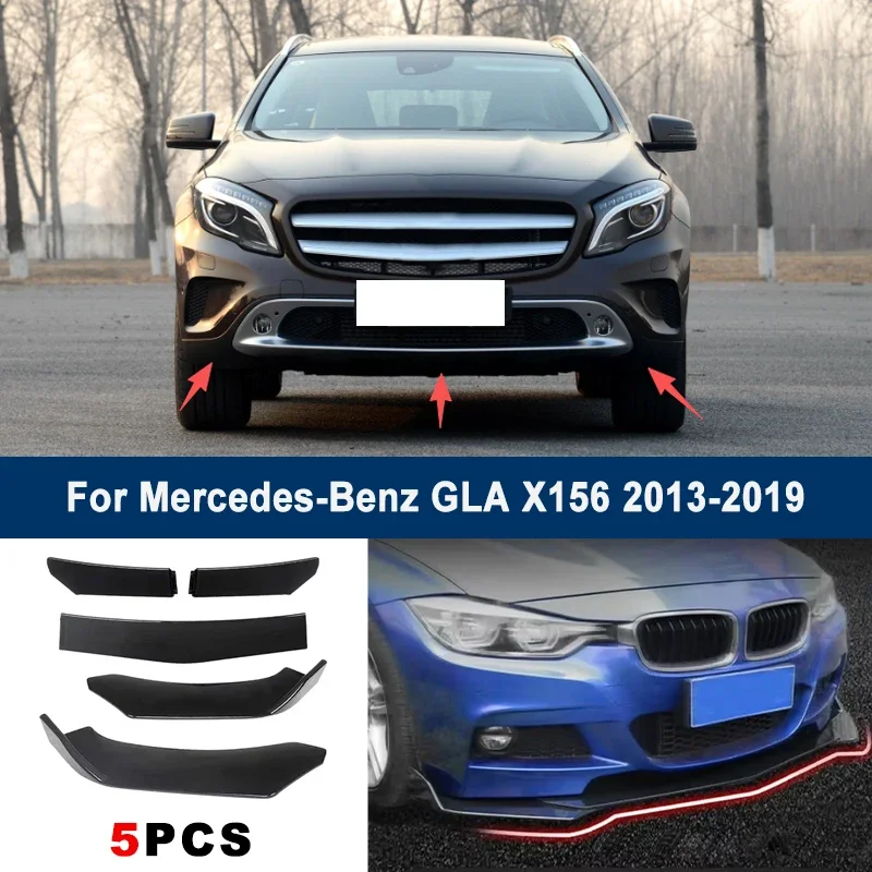 

Adjustable 5Pcs Sectional Front Spoiler Lip For Mercedes-Benz GLA X156 2013-2019 Front Bumper Splitter Sport Body Kit
