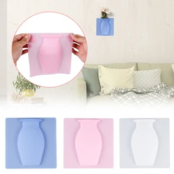 Silicone Flower Vase Easy Removable Wall And Fridge Magic Plant Rubber Sticker Vases DIY Home Decoration Accessories