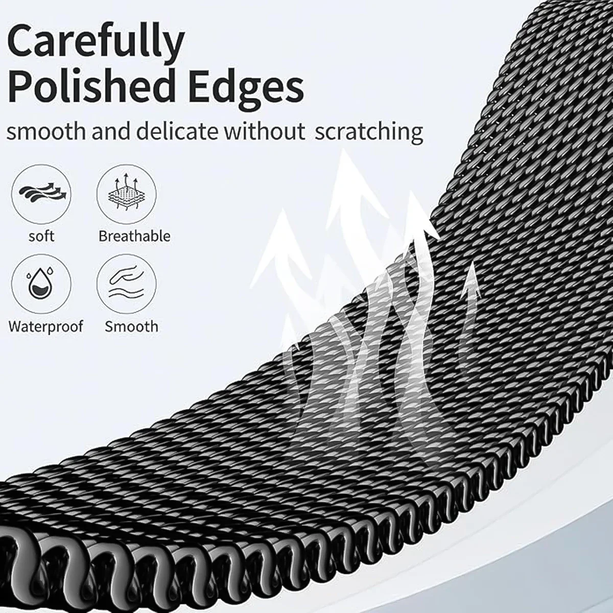 حلقة ميلانيزية من التيتانيوم لساعة أبل الترا 2 Series 10 9 8 7 حزام شبكي أسود طبيعي لإبزيم المظلة iWatch