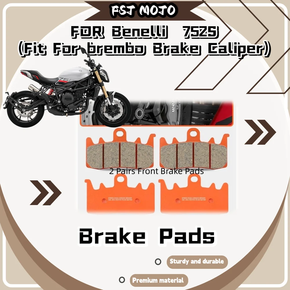 For Benelli 752S Ceramic Super Alloy Brake Pads Fit Brembo Caliper Low Wear Long Lifespan Stable High Low Temp Friction