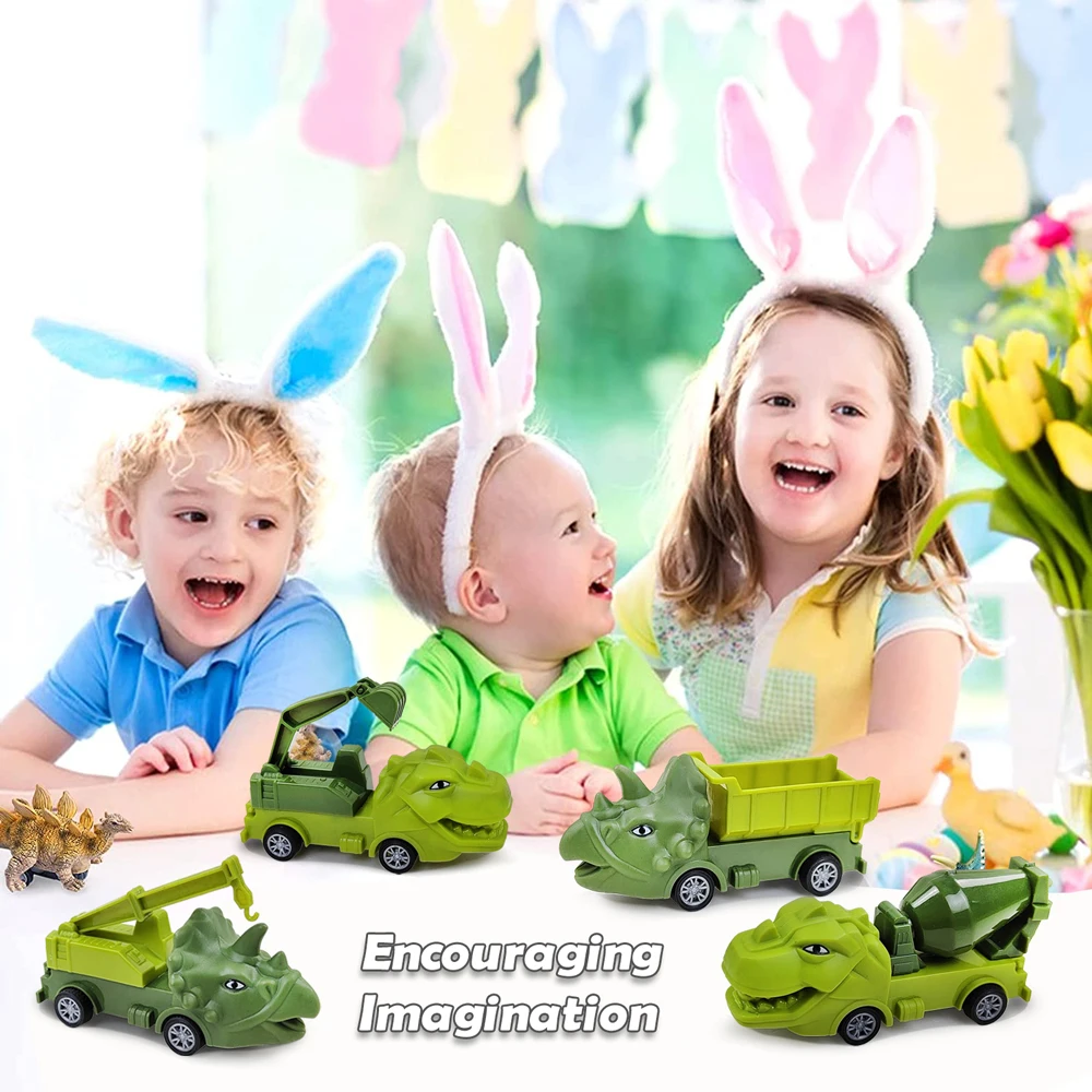 Baby Car Toys & Sturdy Pull Back Dinosaur Car Toys Mini Racing Car Kids Educational Toy For Children Boys Girl 1 2 3 4 5 6Years