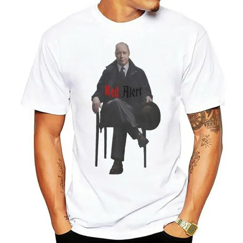 Men Raymond Red Reddington Red Alert Print T Shirts Reddington Tv Hat Fandom Crime Cotton Short Sleeve Tees Printing T-Shirts