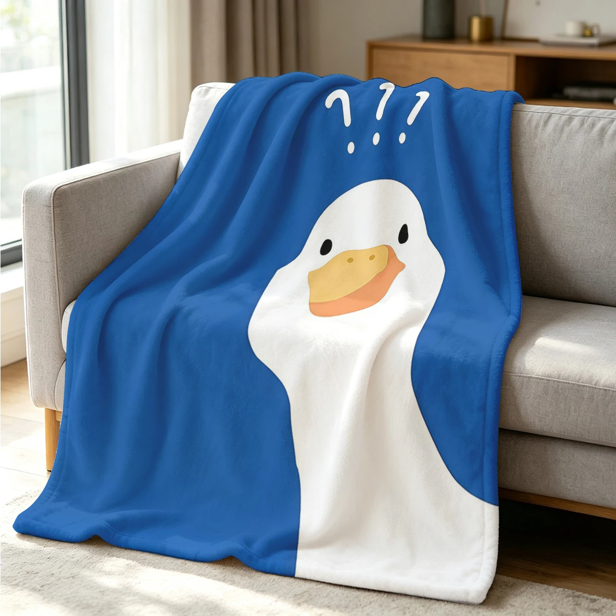 Curious Duck Flannel Blanket Warm Soft Halloween Christmas Couch Warm Cozy Decorative Decor Gift for All Season