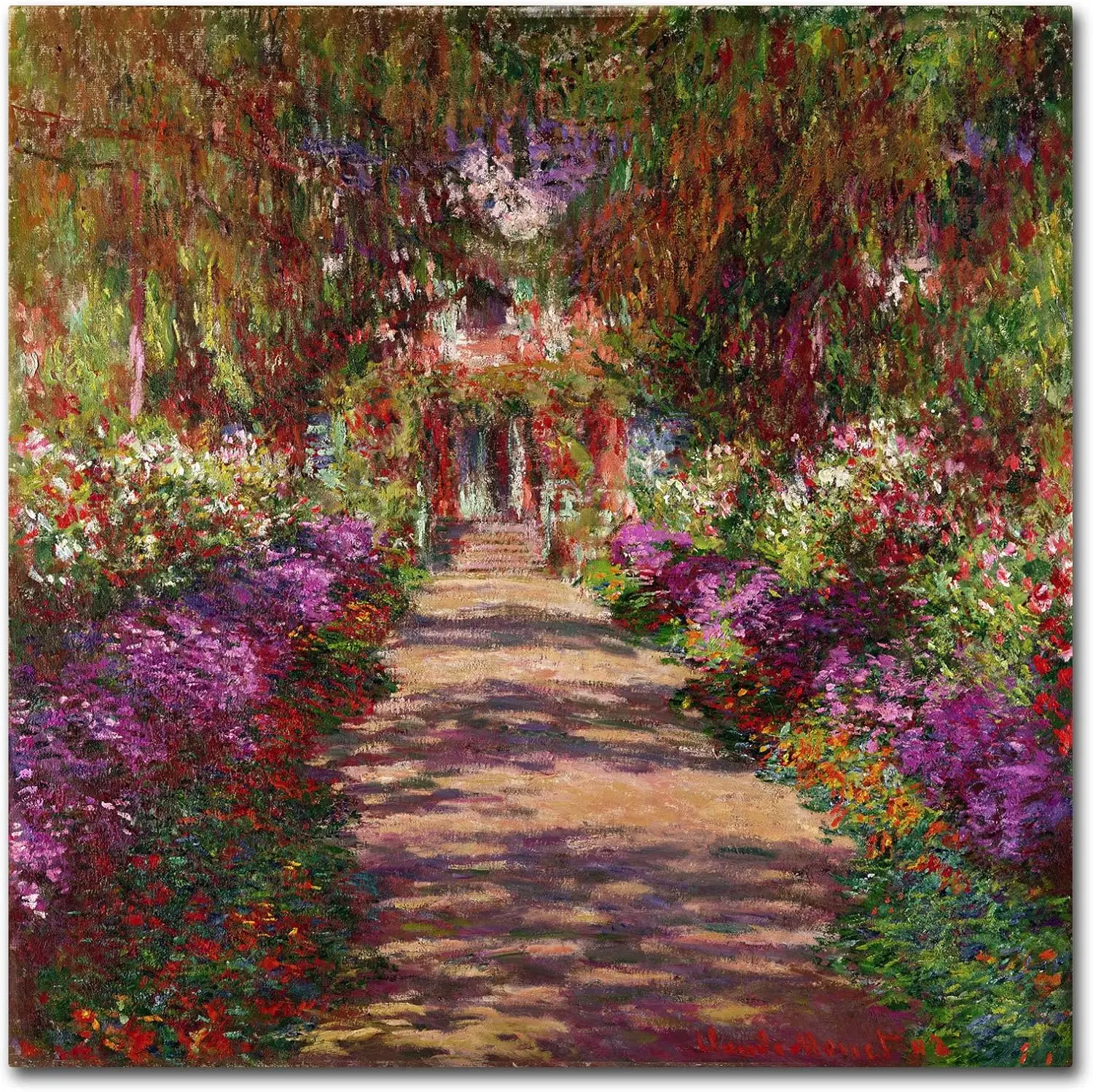 

Monet's Garden Pathway Canvas Wall Art for Living Room, Bedroom, or Office Decor - 35x35