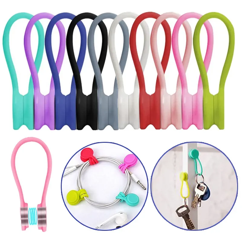 3pcs/pack Multi-purpose Magnet Earphone Charger Cord Winder Cable Organizers Data Line Storage for Mouse Headphone Cord Holder