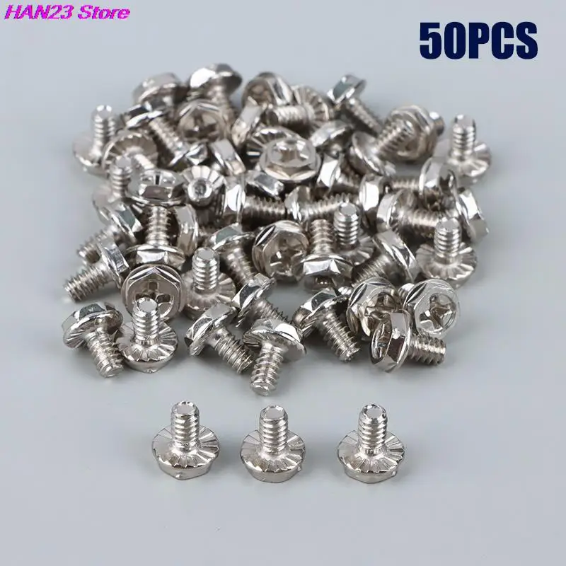 50pcs Toothed Hex 6/32 Computer PC Case Hard Drive Motherboard Mounting Screws For Motherboard PC Case CD-ROM Hard Disk 3*0.8cm