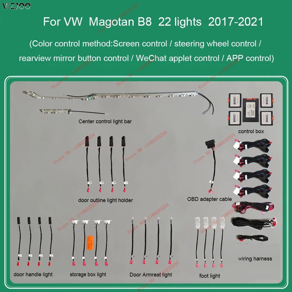 30 color Ambient light upgrade Door LED source Mul-ti color breathing mode Atmosphere light For VW-Magotan B7 B8 2015-2021