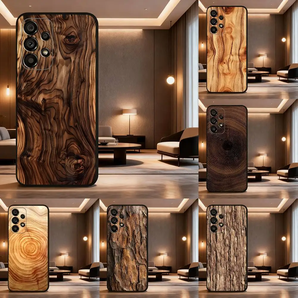 Funda de teléfono de madera Natural para Samsung Galaxy A73,31,32,72,41,53,52,71,22,5G,Note,J7,8,9 funda negra suave