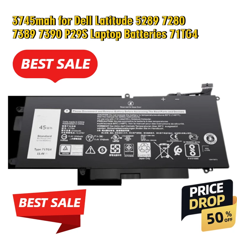 

3745mah for Dell Latitude 5289 7280 7389 7390 P29S Laptop Batteries 71TG4