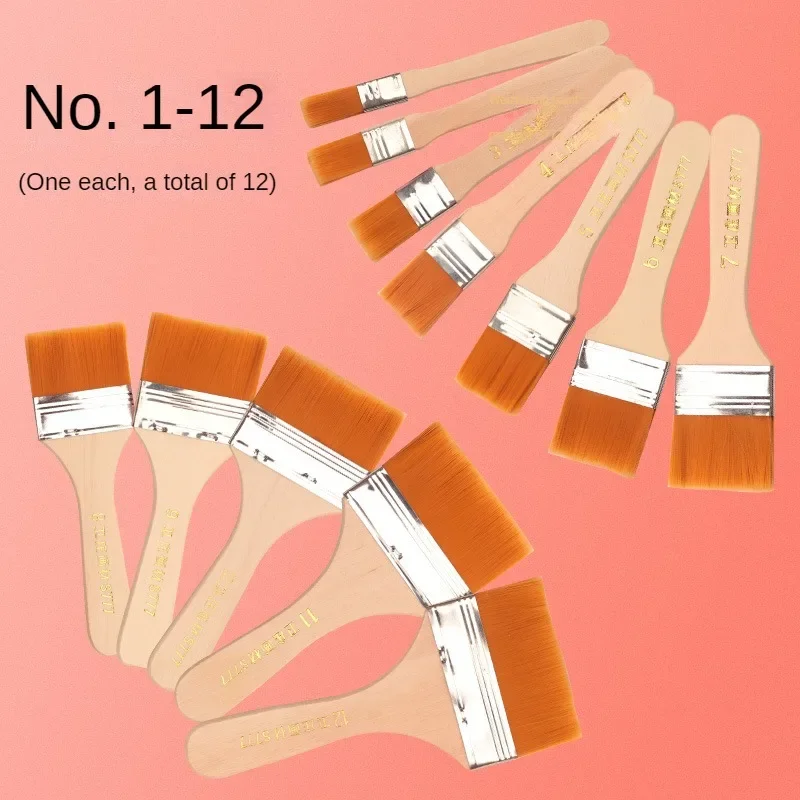 12PCS/Set Paint Brushes Set Memory Nylon for Acrylic Oil Drawing Watercolor Wooden Painting Brush School Art Supplies Stationery