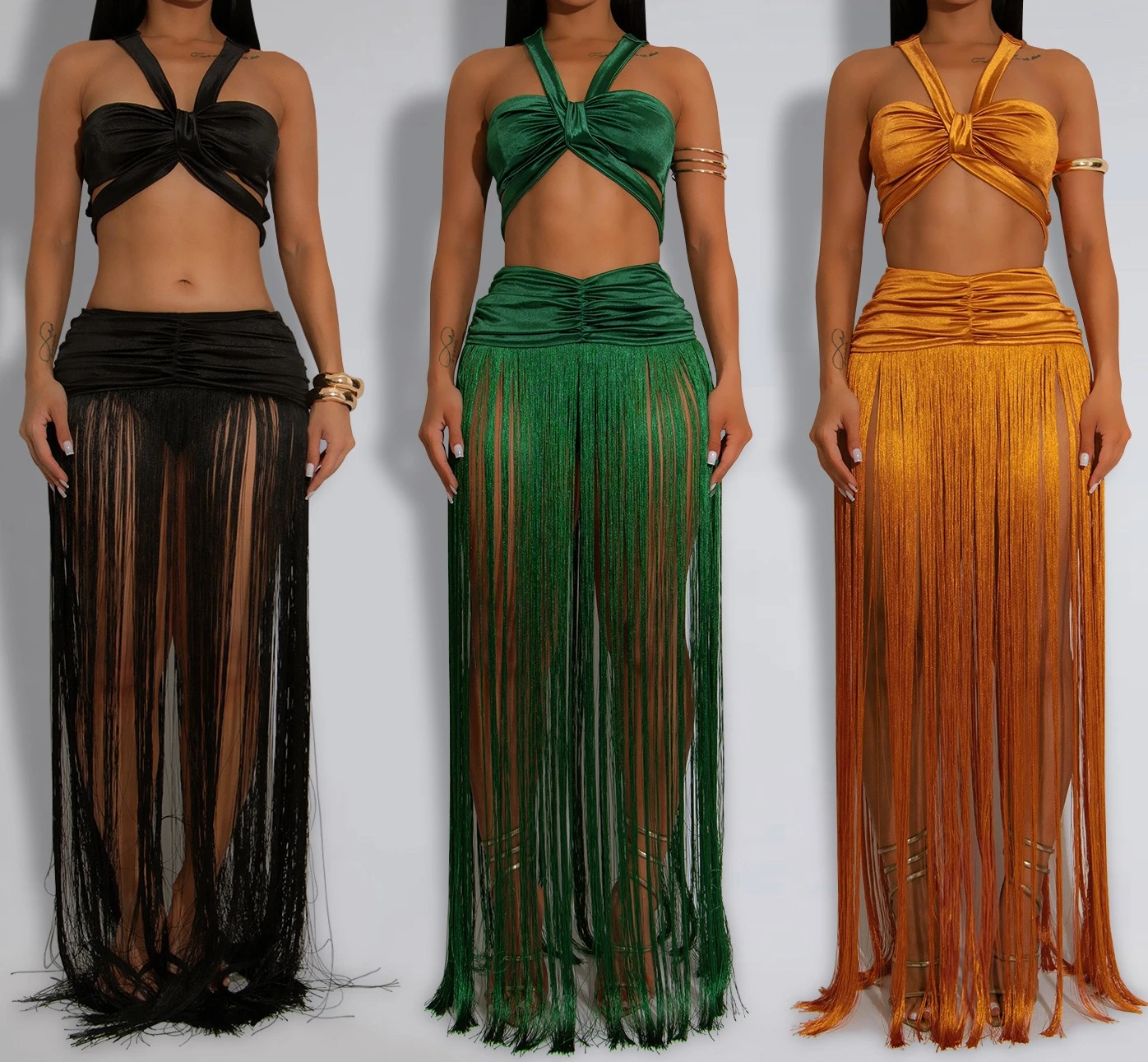 

2 Piece set Womens Long Dresses Woman Clothes Bodycon Summer Elegant Party Dresses Tassel Evening Birthday Prom Dress HXY261 HXY