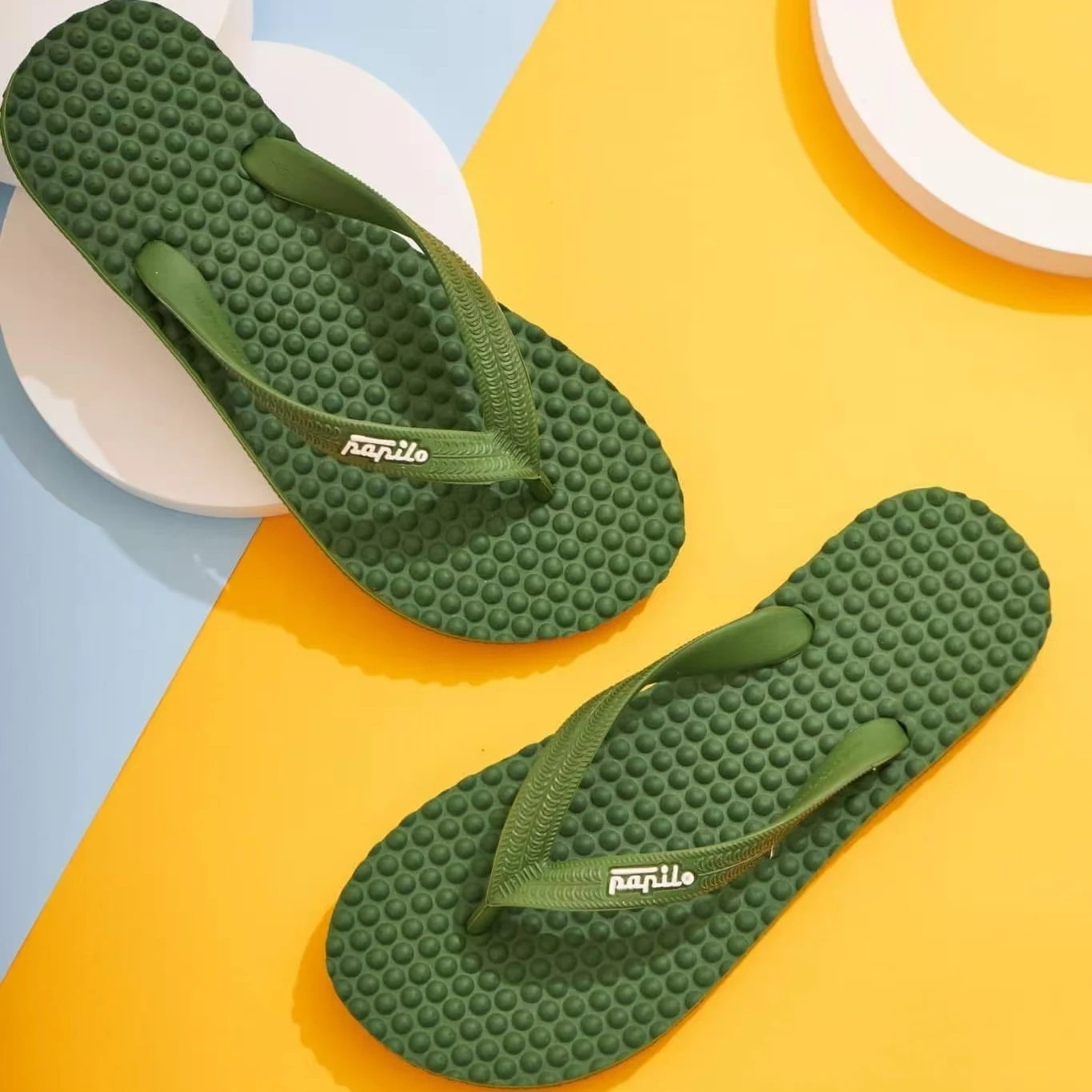 Men's Summer Rubber Thong Slippers Anti-Slip Wear-Resistant Beachwear Casual  Color Flat Heel Sport Leisure Footwear