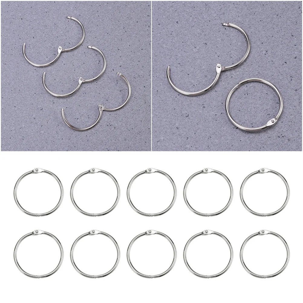 

50Pcs Loose Leaf Rings Heavy Duty Steel Binder Clips for Paper Invoice Photo Filing Keychain Craft DIY Projects 30Mm Outer