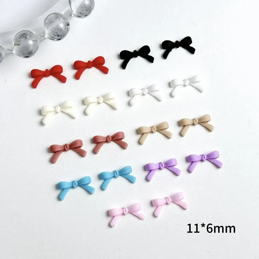 60Pcs Minimalist Mini Bowknots Nail Art Decorations Solid Color Line Tie Resin Nail Charms Accessories for DIY Nails Designs