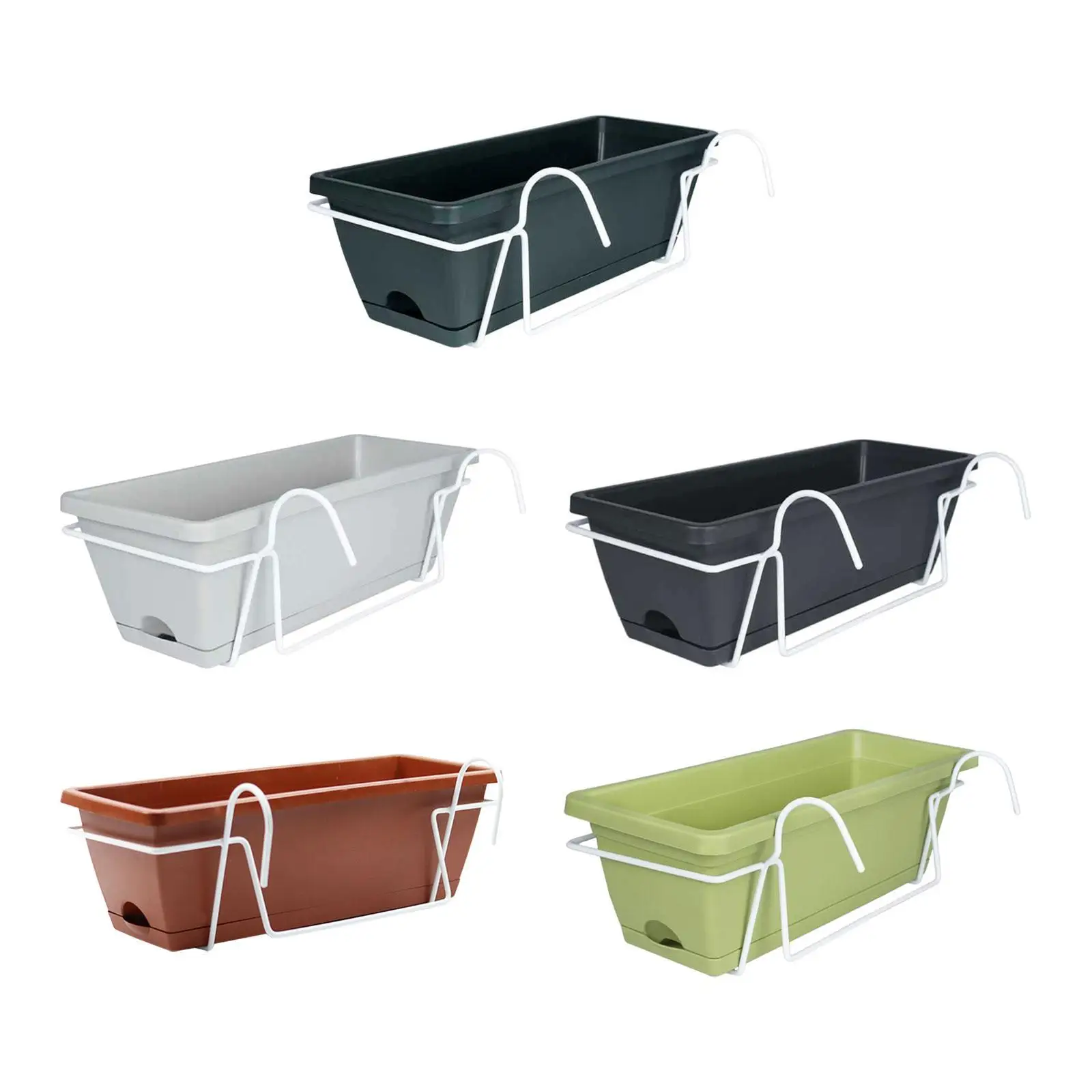 Balcony Planter,Hanging Flower Pot Vegetable Yard Railing Outdoor Garden Plant Holder Detachable Tray for Office Home Nursery