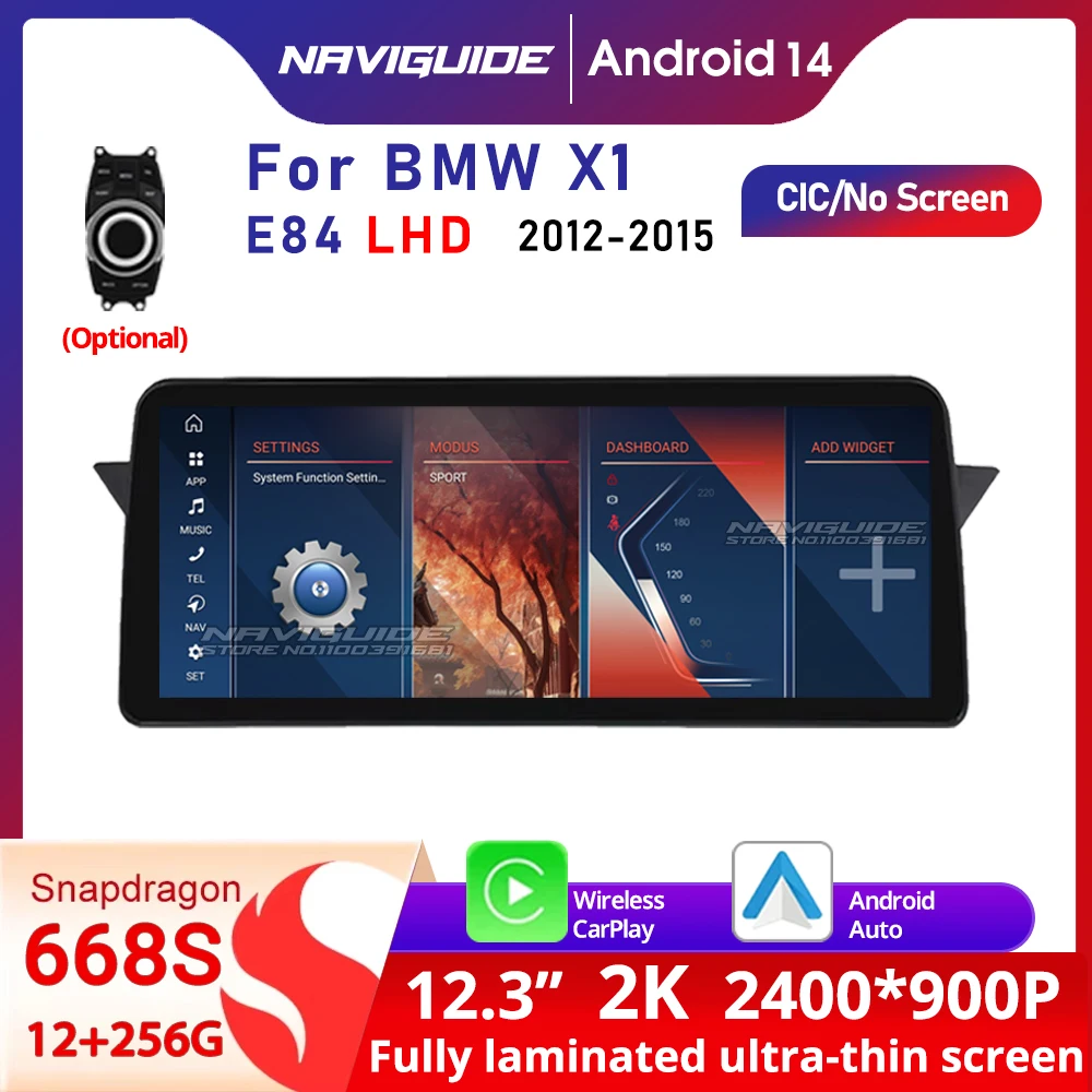 

NAVIGUIDE 12.3'' Android14 For BMW X1 E84 LHD 2012-2015 Car Carplay Multimedia Player GPS Navigation Auto Stereo BT 4G Headunit