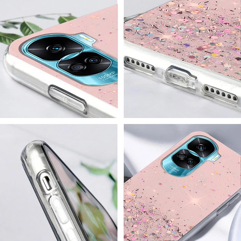 Shockproof Glitter Silicone Case For Huawei Honor 80 70 50 30 20 Pro SE Lite Luxury Crystal Soft Back Case 9X Pro 8X X40 X30 i