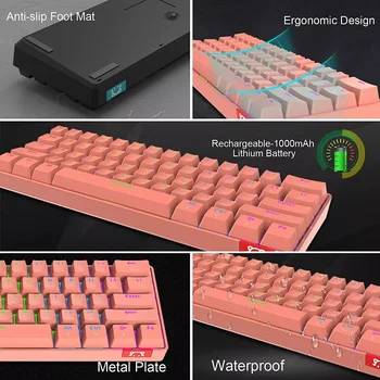 AJAZZ AK680 Herní mechanická klávesnice ABS Keycap 68 kláves Kabelová bezdrátová Bluetooth klávesnice Hot Swap Vlastní těsnění pro PC Laptop 8 nejlepší prodej Bezdrátová Bluetooth klávesnice - №7