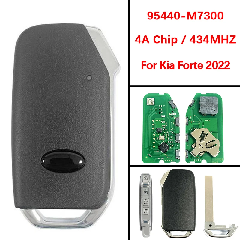 

CN051287 послепродажного обслуживания, бесключевой пульт дистанционного управления, 4 кнопки, смарт-брелок управления, чип 4A, 433 МГц, FCC 95440-M7300 для Kia Forte 2022