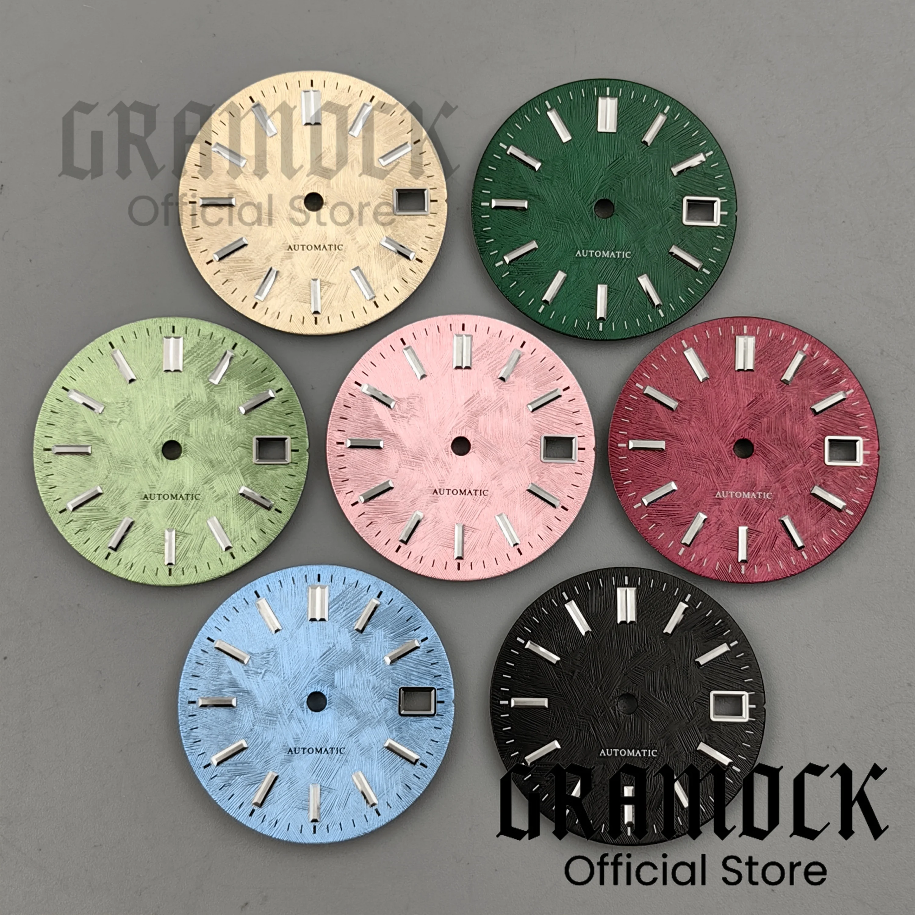 Gramock NH35 Sterile Face 29mm Sakura Pink Ice Blue Light Green Texture Watch Dial Fit NH34 NH35 Movement Watch Replacement Part