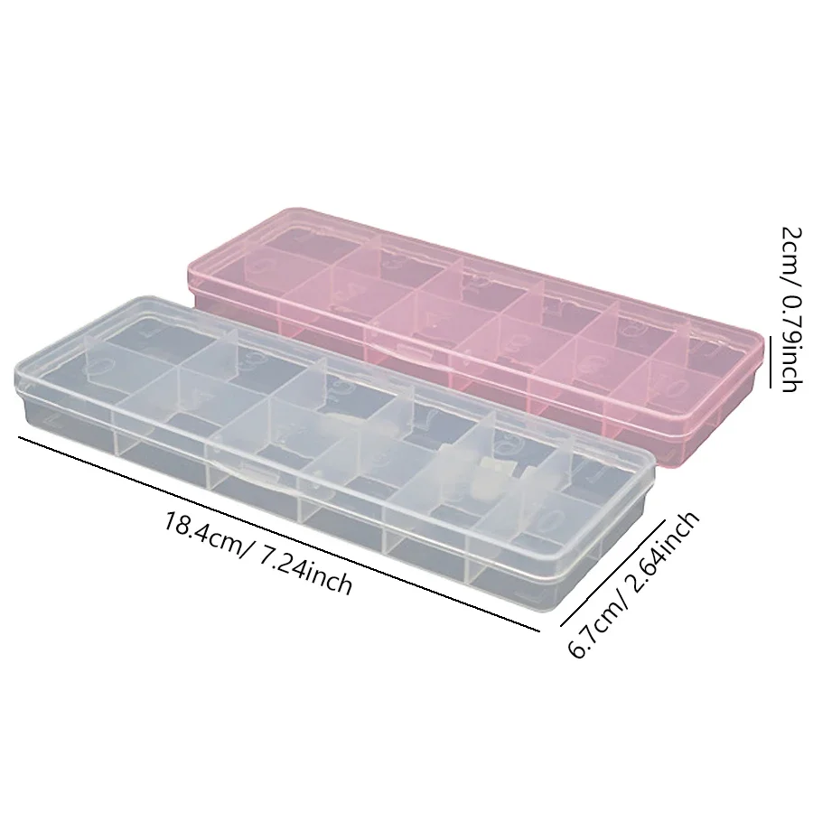 12-Grid Nail Tip Storage Box, Organizer for Nail Art Jewelry Rhinestones, Craft Supplies