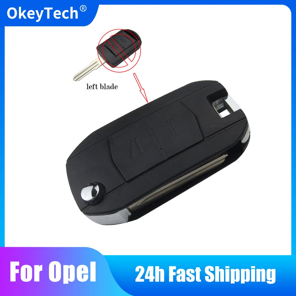 

OkeyTech Modified Car Key Shell For Vauxhall Opel Corsa C Combo Tigra Meriva Agila Fob 2 Buttons Remote Flip Uncut Key Case