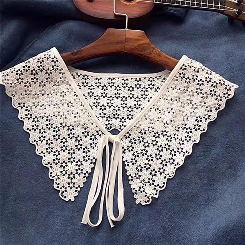 التطريز الجوف خارج شال التفاف طوق كاذبة فتاة حلوة انفصال الدانتيل متابعة Capelet وشاح الرقبة أعلى الياقة الزخرفية #3