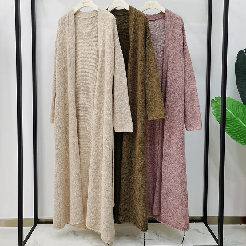 Merino loop wool women long cardigan fashion knit jacket for woman luxury style coat winter sweater oversized knitwear cardigans