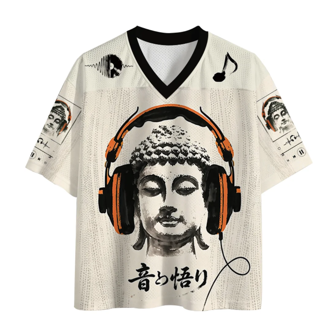 Summer Men Women V-neck Mesh Casual Sports T-shirt New Japanese Style Unisex Fashion Jersey Summer Men's Clothing