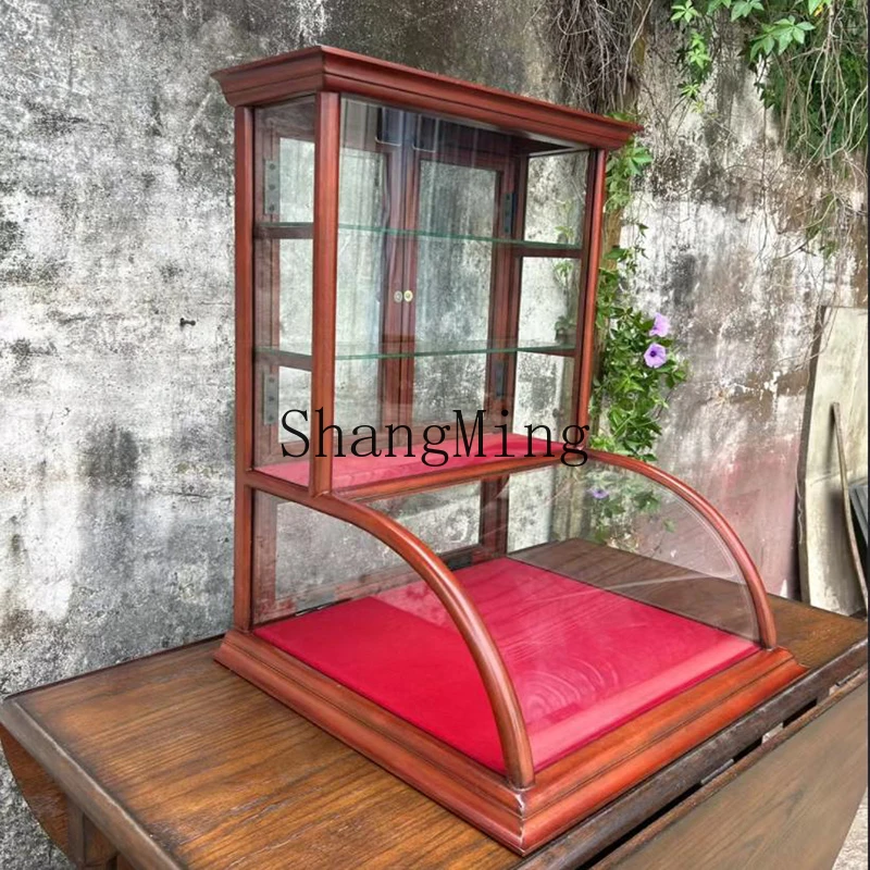 

CL китайский антикварный дисплей из цельного дерева, ретро-дисплей, ювелирные изделия, изогнутый стеклянный бутик