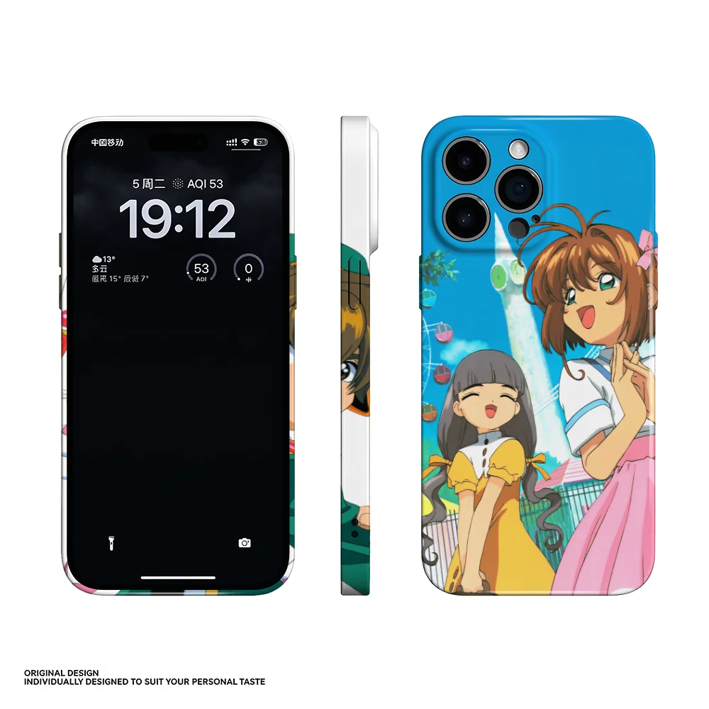 Phone Case For iPhone 17 16 15 14 13 12 Pro Max Plus Glossy HD Fine Hole Liquid Film Soft Shell Cardcaptor Sakura Anime