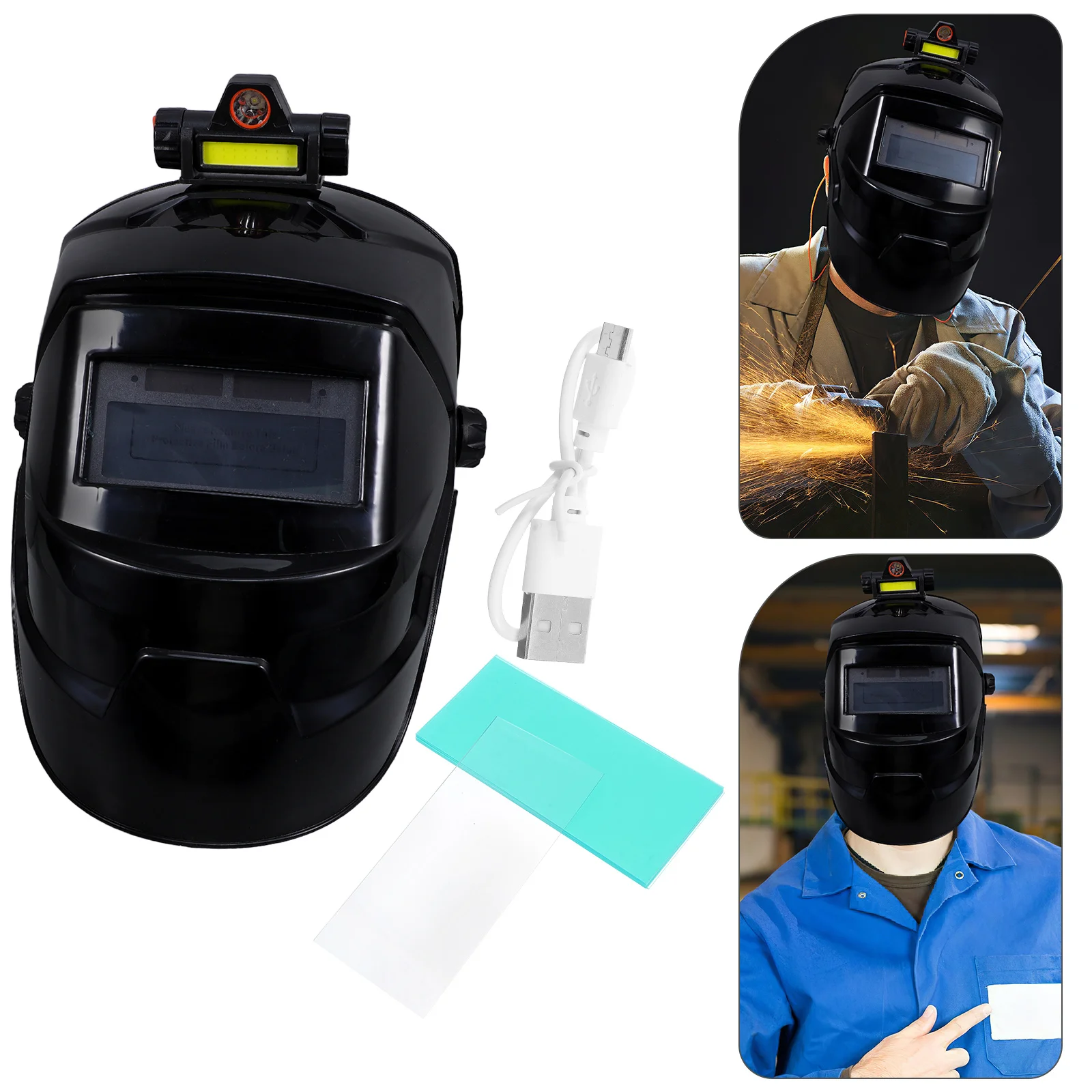 

Welding Mask Full Neck Protection Auto Darkening Lens Safety Weld Grinding Includes 10 Welding Hat Sheets