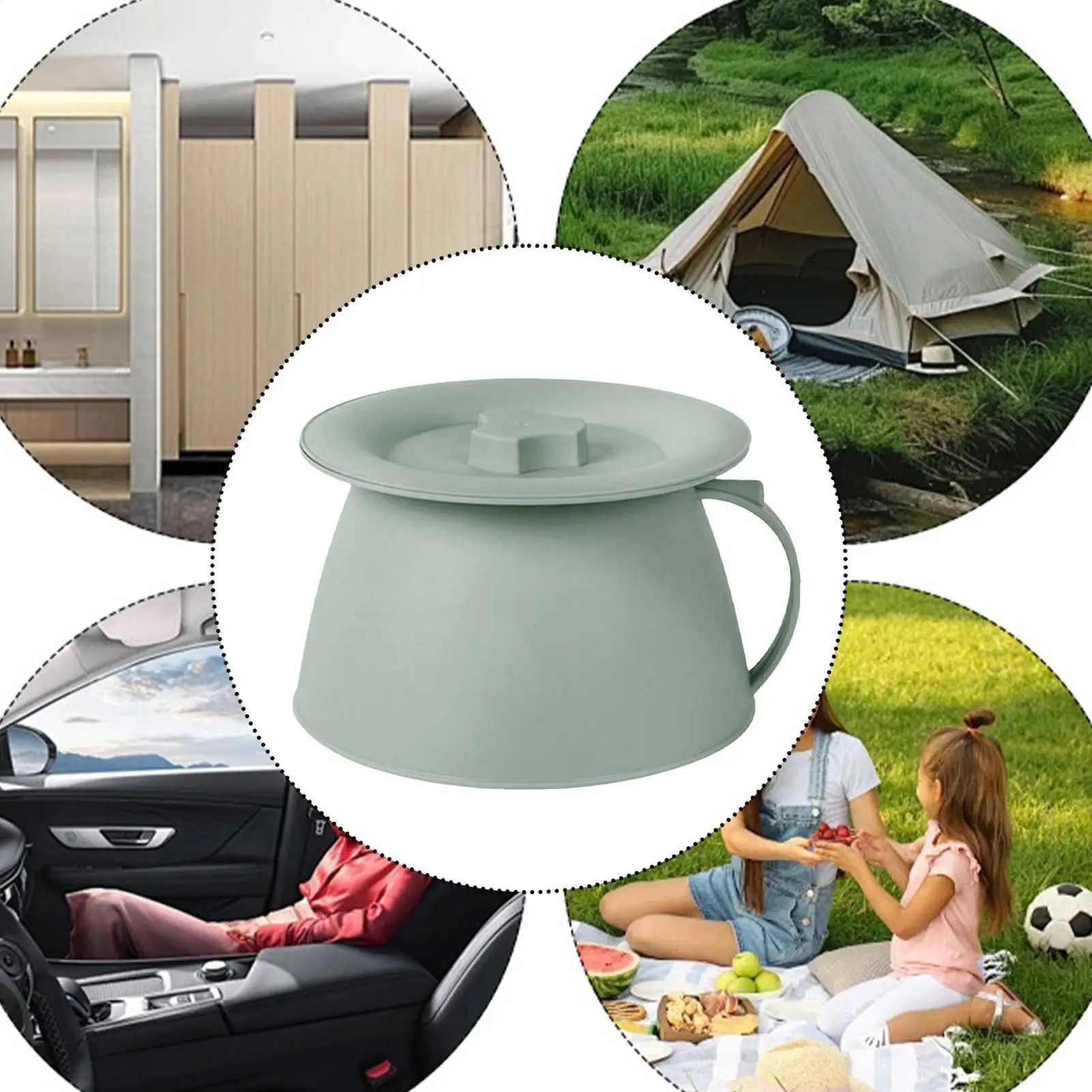 1.5L Portable Chamber Pot with Lid Handle Urinary Potty for Camping Husband Daughter Youth Son Women Teens Boys Girls Friends