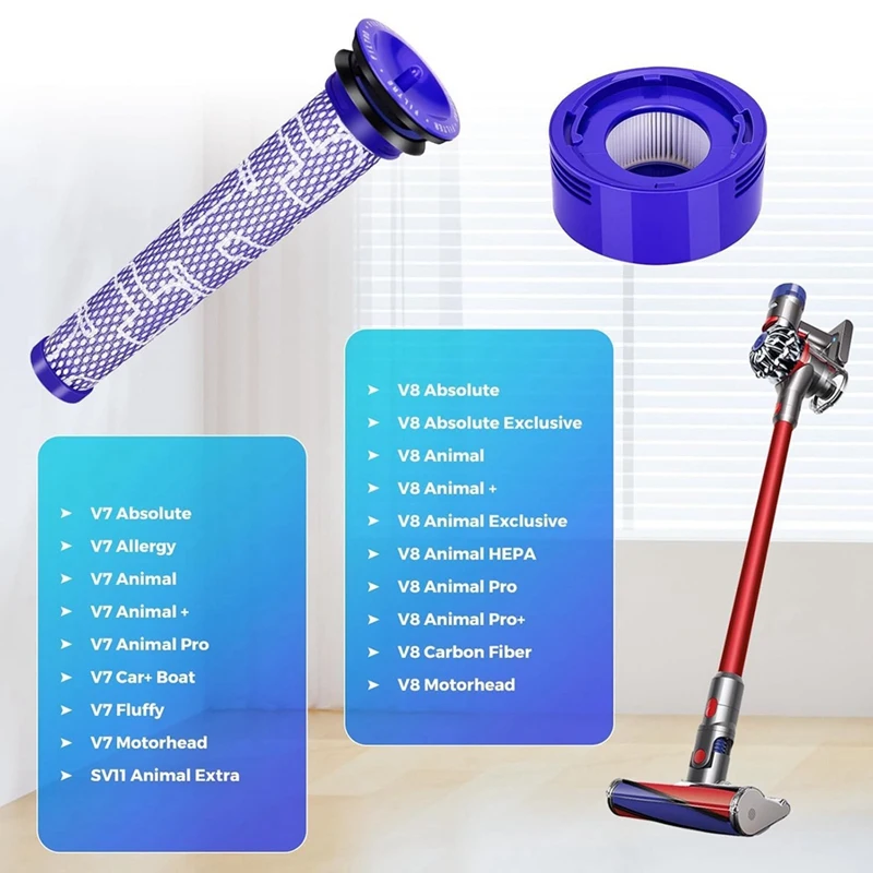 ABNO-Kits de filtros de vacío para postfiltros HEPA Dyson V8 V7, prefiltros, reemplaza piezas 965661 -01 Y 967478 -01