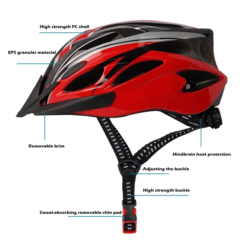 خوذة أمان لركوب الدراجات للرجال والنساء، خوذة الدراجة الجبلية على الطرق، دراجة خارجية، سكوتر، خوذة خفيفة الوزن مصبوبة بشكل متكامل