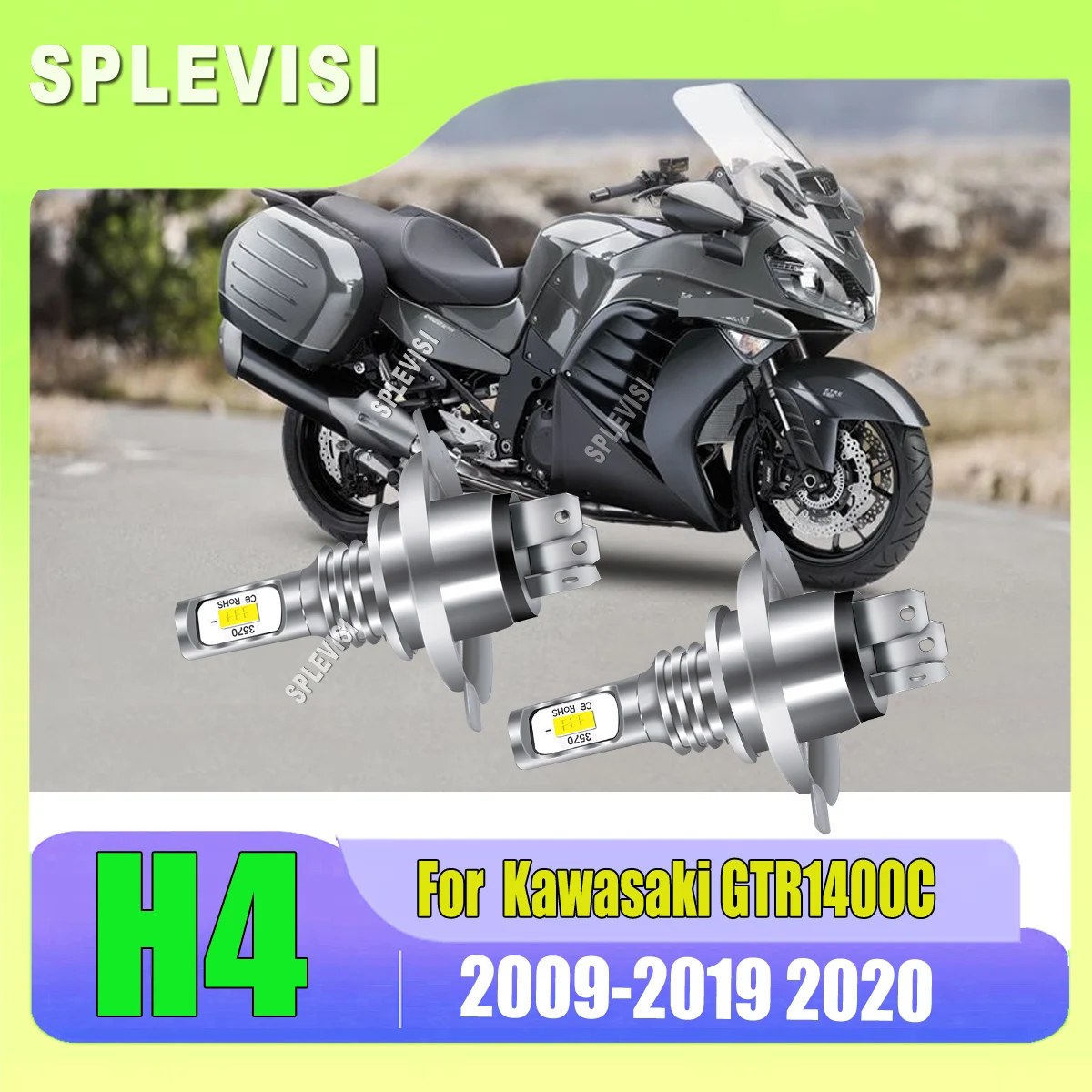 

H4 9003 LED Headlight Bulb High Low Upgrade Kit - 200% Brighter than Halogen For Kawasaki GTR1400C 2009 2010 2011 2012 2013-2020