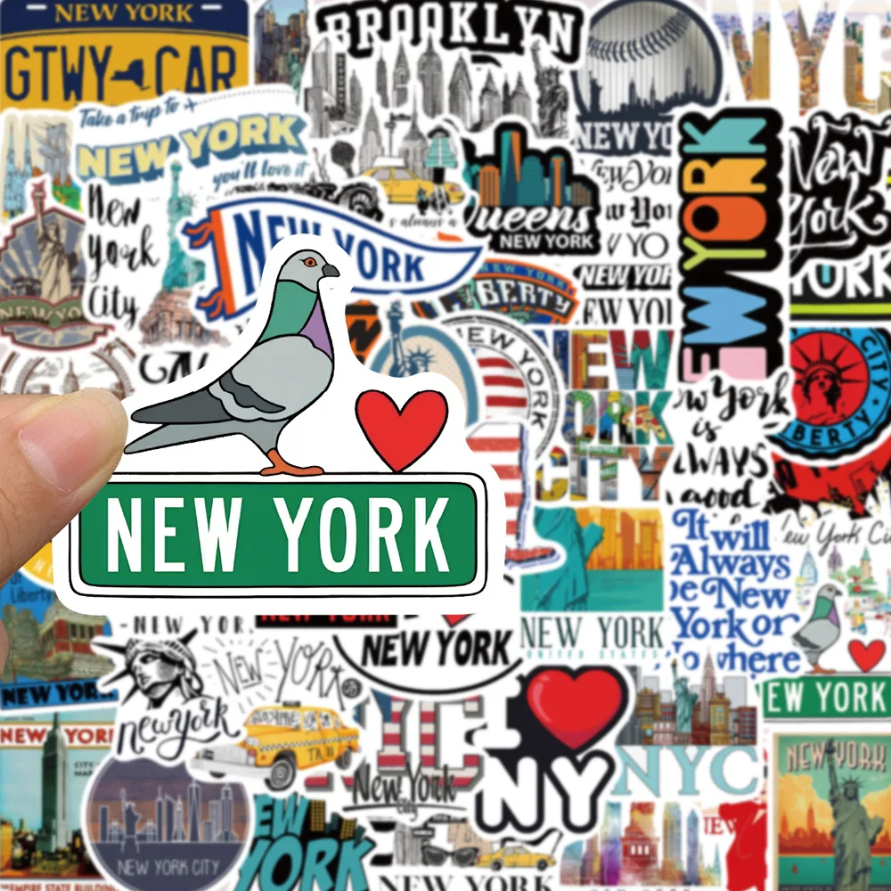 Autocollant de dessin animé New York pour valise, skateboard, ordinateur portable, bagage, téléphone, voiture, décalcomanie bricolage, 10 pièces, 30