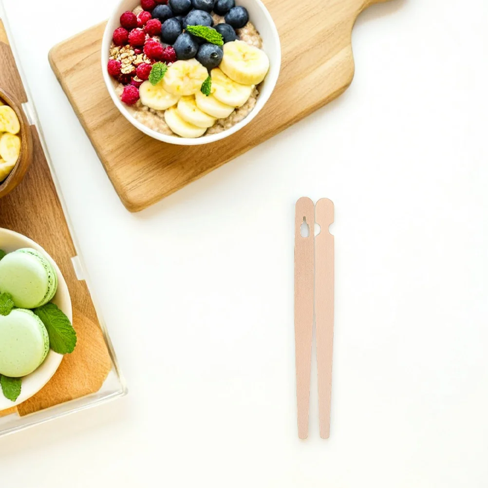 

200pcs Wooden Food Tongs Flat Design For Bread Pastry Snack Serving Kids Adults Training Tool Kitchen Utensils Buffet Dessert