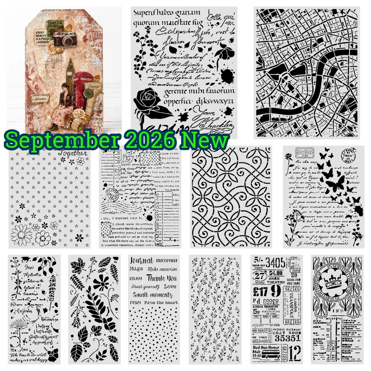 September 2026 New Letter and Butterflies Flowers and Writings Stencils for DIY Scrapbooking Greeting Cards Handmade Decoration