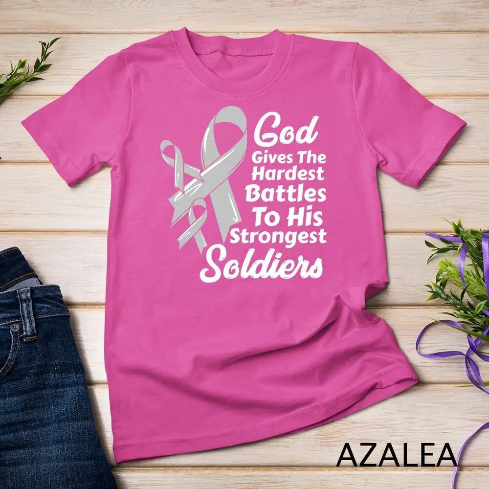 Brain Cancer Awareness Ribbon Fight Chemo Faith Soldiers God Unisex T-shirt