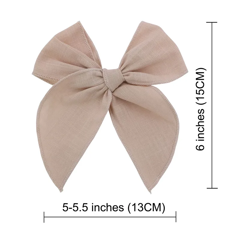 24pc/lot 5inch Fable Bows Hair Clips Baby Linen Cotton Hair Bow Hairpins Girls Hair Bow Kids Knotbow Barrettes Kids Headwear