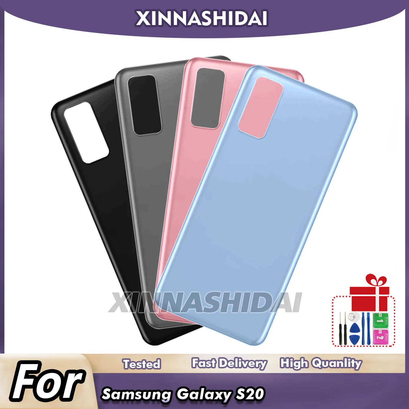 For Samsung Galaxy S20 G980F Glass Panel Battery Back Cover Housing Panel With Camera Glass