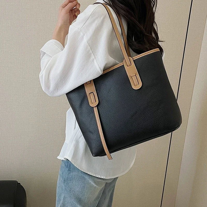 

Vintage Luxury Diaper Bags: Women's Famous Designer Leather Shoulder Bag, Elegant Simple Fashionable Large Capacity Tote